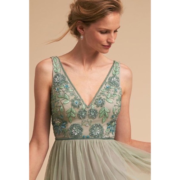 BHLDN Dresses & Skirts - NWT BHLDN Hibiscus Maxi Dress in Aqua Mist Sequins Beaded